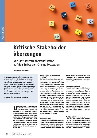 Vorschauseite 1: Kritische Stakeholder überzeugen: Der Einfluss von Kommunikation auf den Erfolg von Change-Prozessen