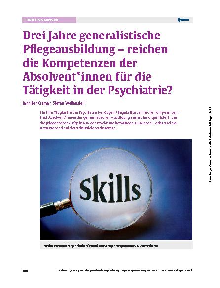 Vorschauseite 1: Drei Jahre generalistische Pflegeausbildung – reichen die Kompetenzen der Absolvent*innen für die Tätigkeit in der Psychiatrie?
