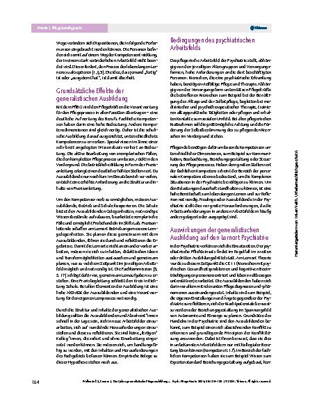 Vorschauseite 5: Drei Jahre generalistische Pflegeausbildung – reichen die Kompetenzen der Absolvent*innen für die Tätigkeit in der Psychiatrie?