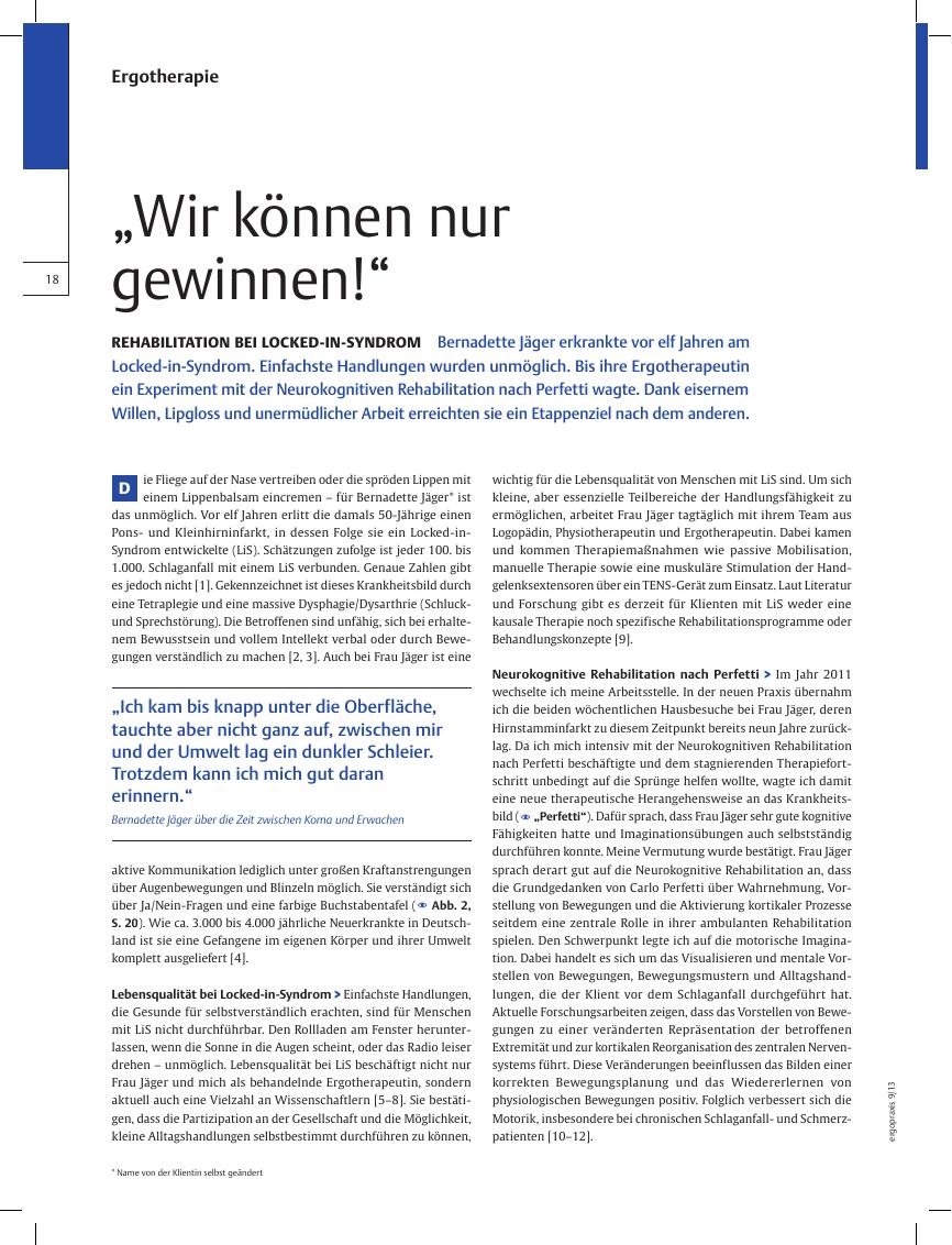 Vorschauseite 1: Rehabilitation bei Locked-in-Syndrom ? ?Wir können nur gewinnen!?