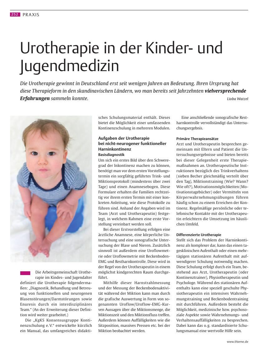 Vorschauseite 1: Urotherapie in der Kinderund Jugendmedizin