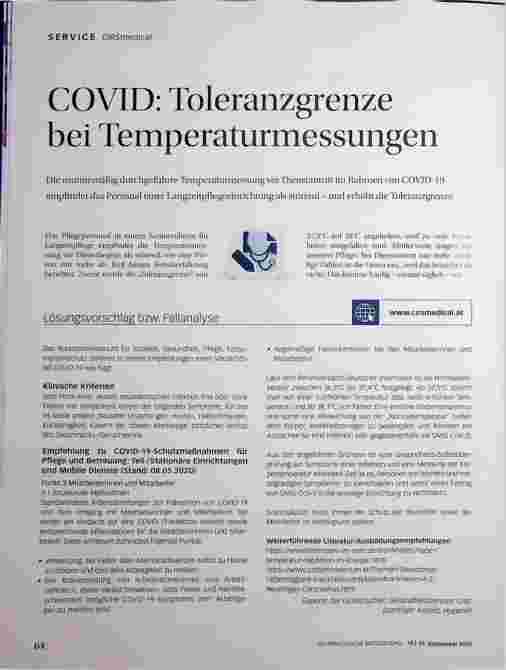 Vorschauseite 1: COVID: Toleranzgrenze bei Temperaturmessungen