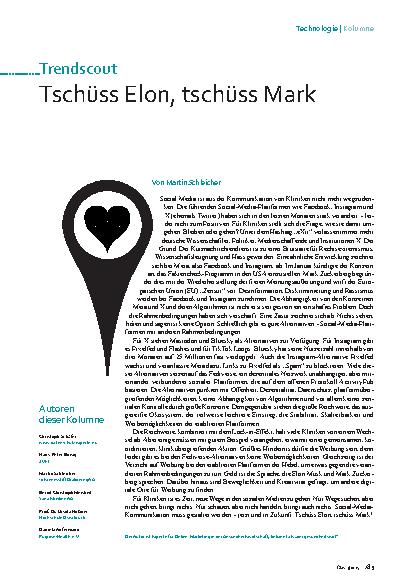 Vorschauseite 1: Trendscout Tschüss Elon, tschüss Mark