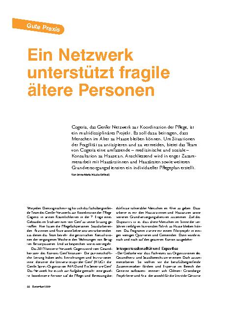 Vorschauseite 1: Ein Netzwerk unterstützt fragile ältere Personen.