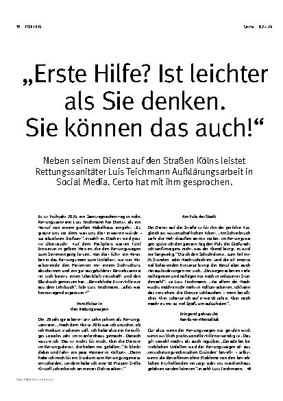 Vorschauseite 2: „Erste Hilfe? Ist leichter als Sie denken. Sie können das auch!“