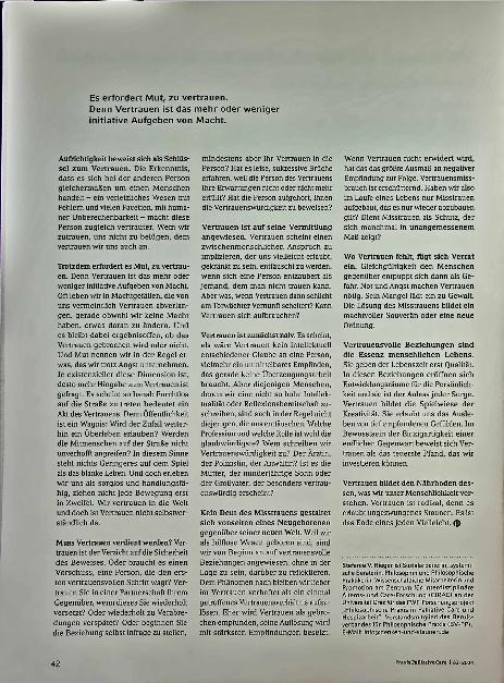 Vorschauseite 2: Vertrauen als Nährboden der Menschlichkeit. Ein Phänomen wider die Einsamkeit.