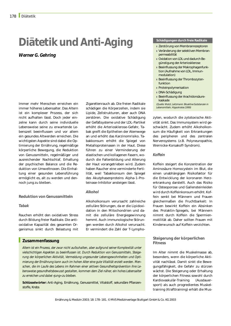 Vorschauseite 1: Diätetik und Anti-Aging