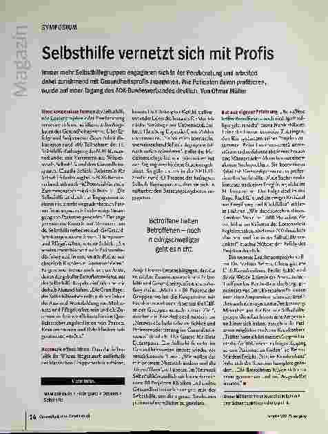 Vorschauseite 1: Selbsthilfe vernetzt sich mit Profis