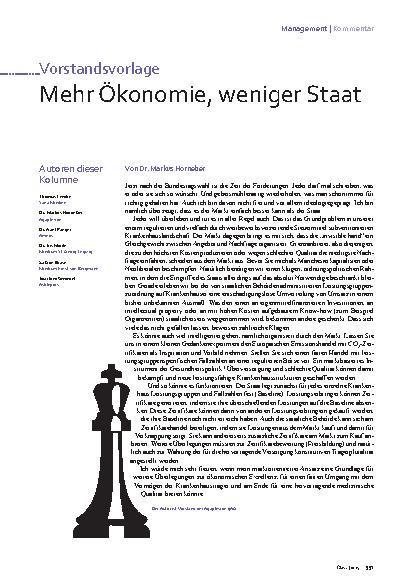 Vorschauseite 1: Vorstandsvorlage Mehr Ökonomie, weniger Staat