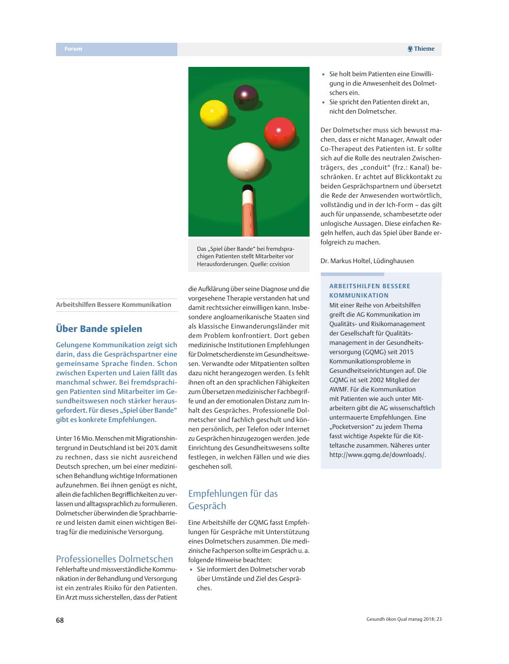 Vorschauseite 1: Über Bande spielen