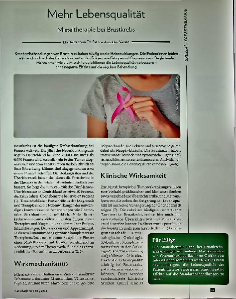 Vorschauseite 1: Mehr Lebensqualität: Misteltherapie bei Brustkrebs