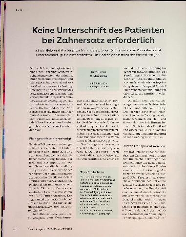Vorschauseite 1: Keine Unterschrift des Patienten bei Zahnersatz erforderlich.
