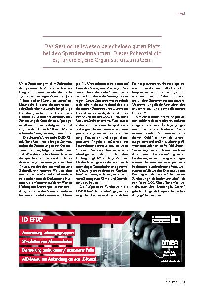Vorschauseite 2: Fundraising in Kliniken Auch auf Spenden setzen