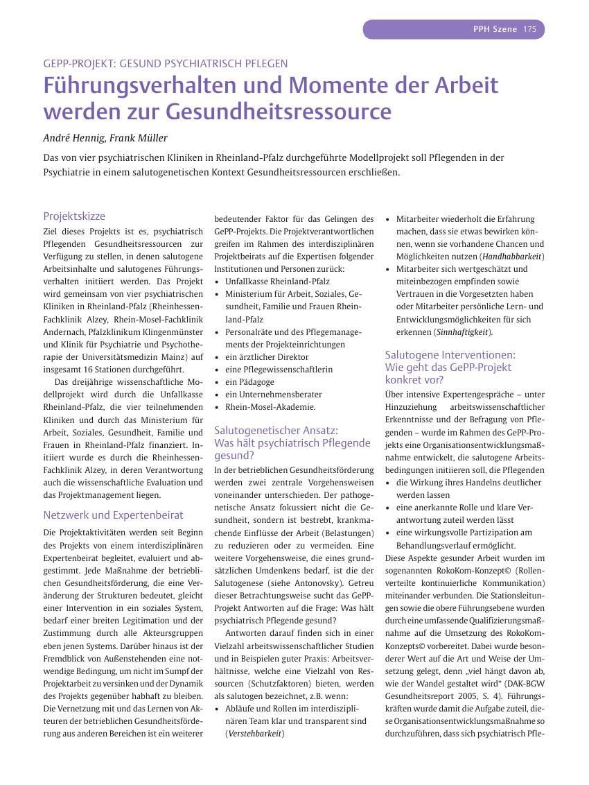 Vorschauseite 1: Führungsverhalten und Momente der Arbeit werden zur Gesundheitsressource