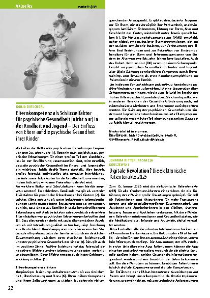 Vorschauseite 1: Elternkompetenz als Schlüsselfaktor für psychische Gesundheit (nicht nur) in der Kindheit und Jugend – Der Einfluss von Eltern auf die psychische Gesundheit ihrer Kinder