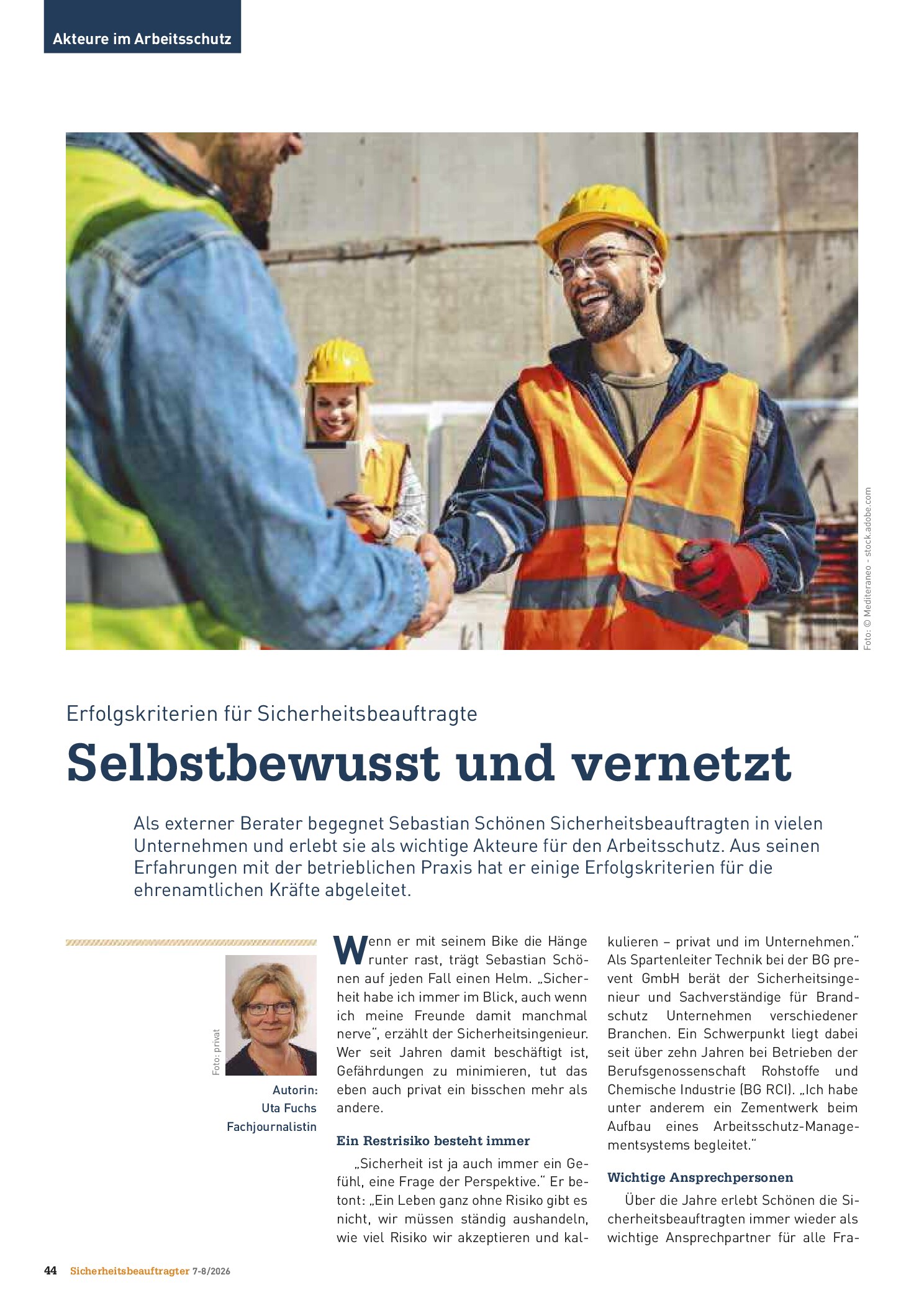Vorschauseite 1: Selbstbewusst und vernetzt. Erfolgskriterien für Sicherheitsbeauftragte