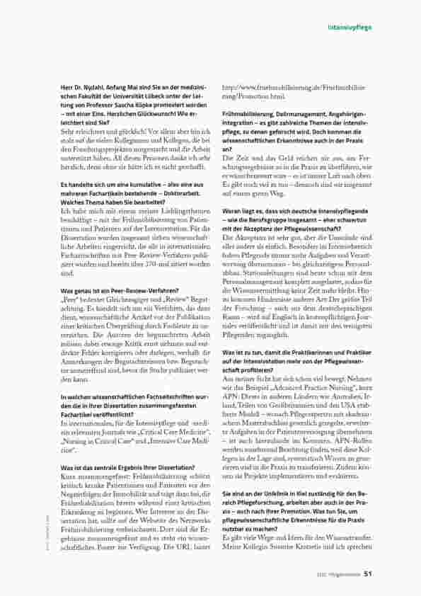 Vorschauseite 2: Pflegewissenschaft hält immer mehr Einzug.