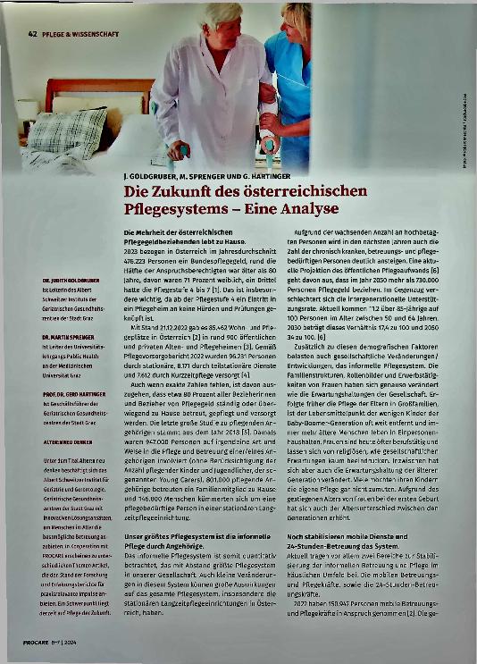 Vorschauseite 1: Die Zukunft des österreichischen Pflegesystems - Eine Analyse