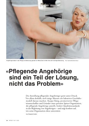 Vorschauseite 1: «Pflegende Angehörige sind ein Teil der Lösung, nicht das Problem»