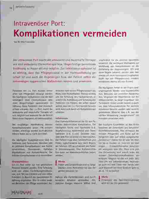 Vorschauseite 1: Intravenöser Port: Komplikationen vermeiden