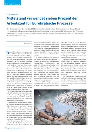 Vorschauseite 1: Mittelstand verwendet sieben Prozent der Arbeitszeit für bürokratische Prozesse