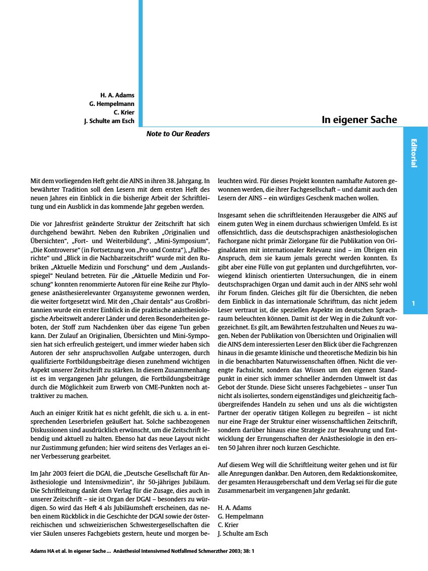 Vorschauseite 1: In eigener Sache