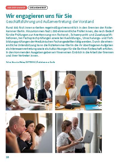 Vorschauseite 1: Wir engagieren uns für Ihre Geschäftsführung und Außenvertretung: der Vorstand