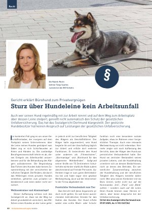 Vorschauseite 1: Gericht erklärt Bürohund zum Privatvergnügen Sturz über Hundeleine kein Arbeitsunfall