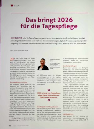 Vorschauseite 1: Das bringt 2026 für die Tagespflege