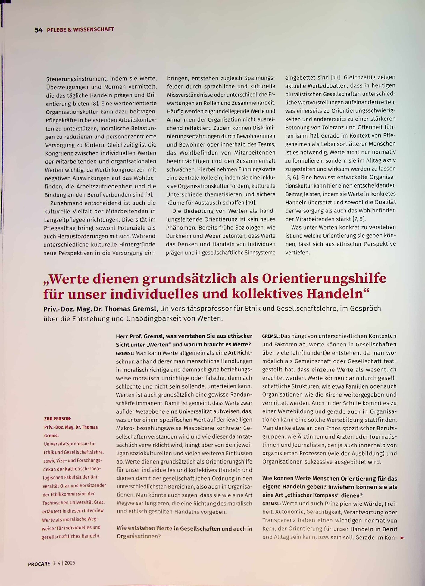 Vorschauseite 2: Werte im Pflegealltag zwischen Anspruch und Realität