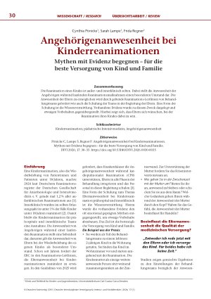 Vorschauseite 1: Angehörigenanwesenheit bei Kinderreanimationen Mythen mit Evidenz begegnen – für die beste Versorgung von Kind und Familie