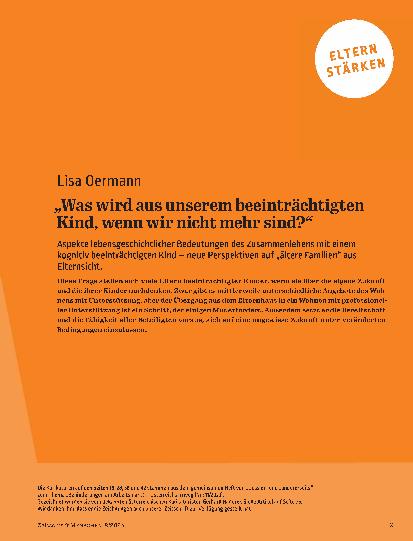 Vorschauseite 2: „Was wird aus unserem beeinträchtigten Kind, wenn wir nicht mehr sind?“
