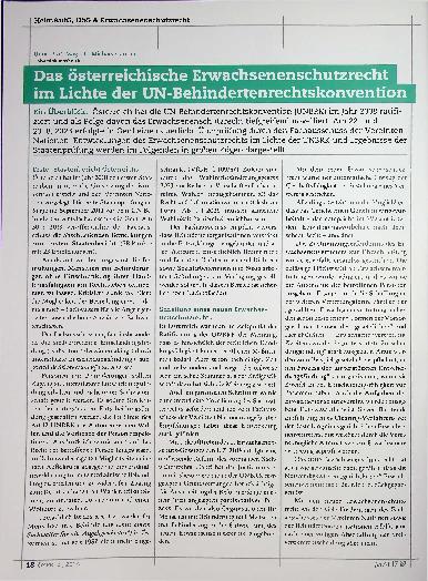 Vorschauseite 2: Das österreichische Erwachsenenschutzrecht im Lichte der UN-Behindertenrechtskonvention