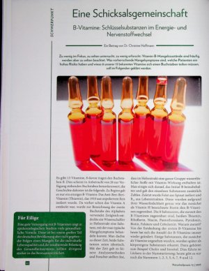 Vorschauseite 1: Eine Schicksalsgemeinschaft B-Vitamine: Schlüsselsubstanzen im Energieund Nervenstoffwechsel