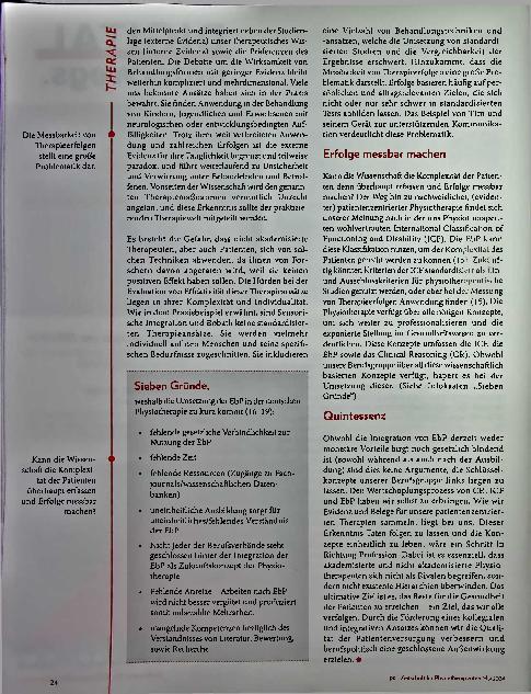 Vorschauseite 5: Physiotherapie zwischen Tradition und Evidenz: Sind Mensch und Maßnahme zu divers für die Wissenschaft?