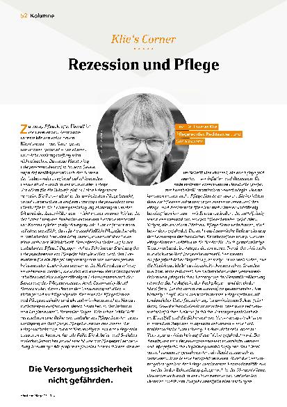 Vorschauseite 1: Rezession und Pflege