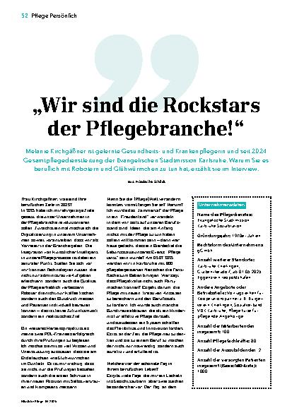 Vorschauseite 1: „Wir sind die Rockstars der Pflegebranche! “