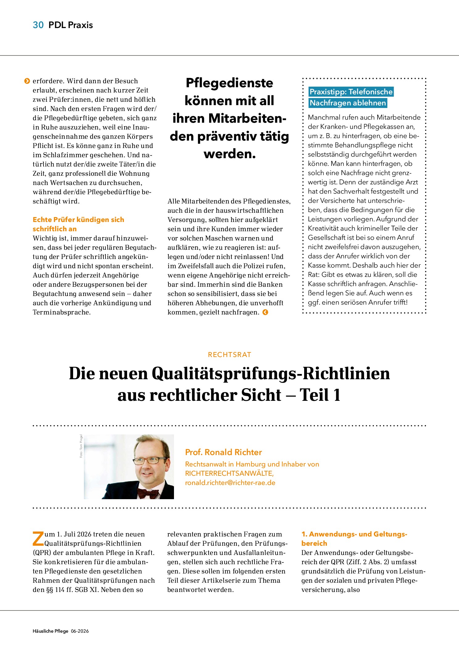Vorschauseite 1: Die neuen Qualitätsprüfungs-Richtlinien aus rechtlicher Sicht – Teil 1