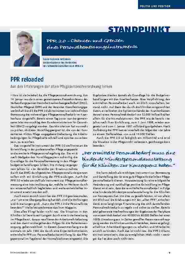 Vorschauseite 1: PPR reloaded Aus den Erfahrungen der alten Pflegepersonalverordnung lernen
