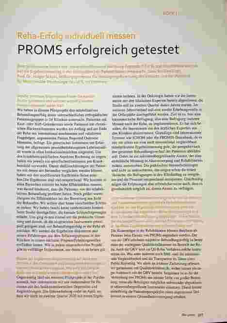 Vorschauseite 1: Reha-Erfolg individuell messen: PROMs erfolgreich getestet