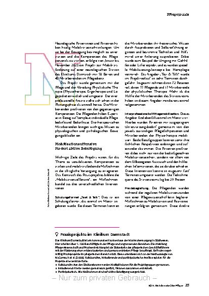 Vorschauseite 2: Mehr Bewegung im Klinikalltag