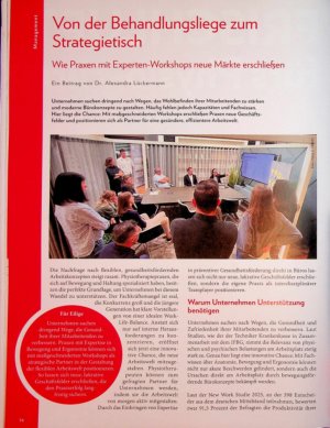 Vorschauseite 1: Von der Behandlungsliege zum Strategietisch Wie Praxen mit Experten-Workshops neue Märkte erschließen