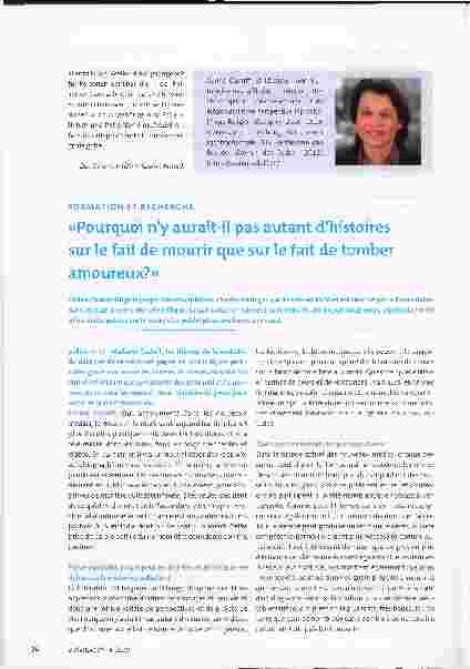 Vorschauseite 2: «Warum soll es nicht genauso viele Erzählungen übers Sterben geben wie übers Verlieben?»