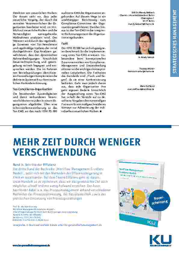 Vorschauseite 4: Bevor das Finanzamt zweimal klingelt… Praxisbericht über erste Schritte bei der Konzeption und Einführung eines Tax-CMS