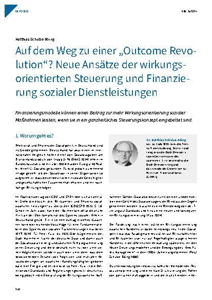Vorschauseite 1: Auf dem Weg zu einer „Outcome Revolution“? Neue Ansätze der wirkungsorientierten Steuerung und Finanzierung sozialer Dienstleistungen