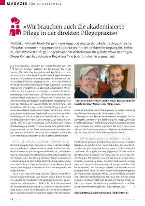 Vorschauseite 1: »Wir brauchen auch die akademisierte Pflege in der direkten Pflegepraxis«
