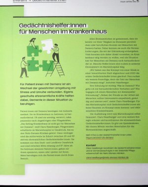 Vorschauseite 1: Gedächtnishelferinnen für Menschen im Krankenhaus