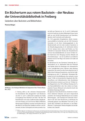 Vorschauseite 1: Ein Bücherturm aus rotem Backstein – der Neubau der Universitätsbibliothek in Freiberg