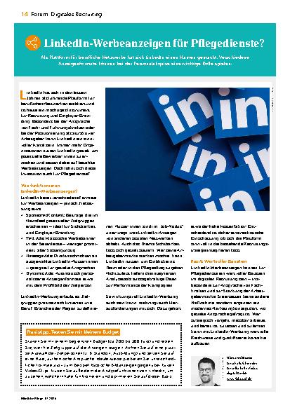 Vorschauseite 1: LinkedIn-Werbeanzeigen für Pflegedienste?