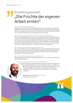 Vorschauseite 1: „Die Früchte der eigenen Arbeit ernten“